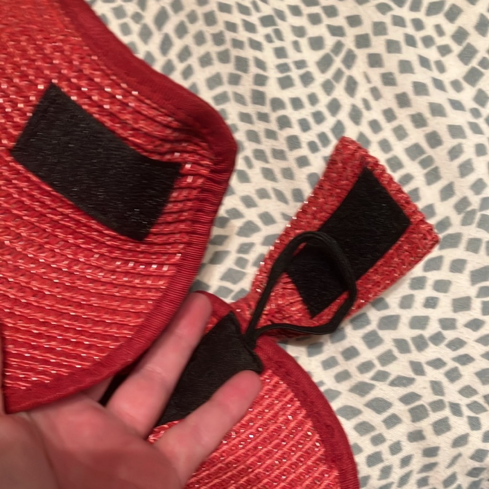 Collapsible Red Sun Visor Hat - Picture 6 of 8